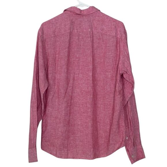 UNTUCKit Red 100% Linen Lightweight Long Sleeve Button Up Shirt Medium Men - Picture 5 of 11